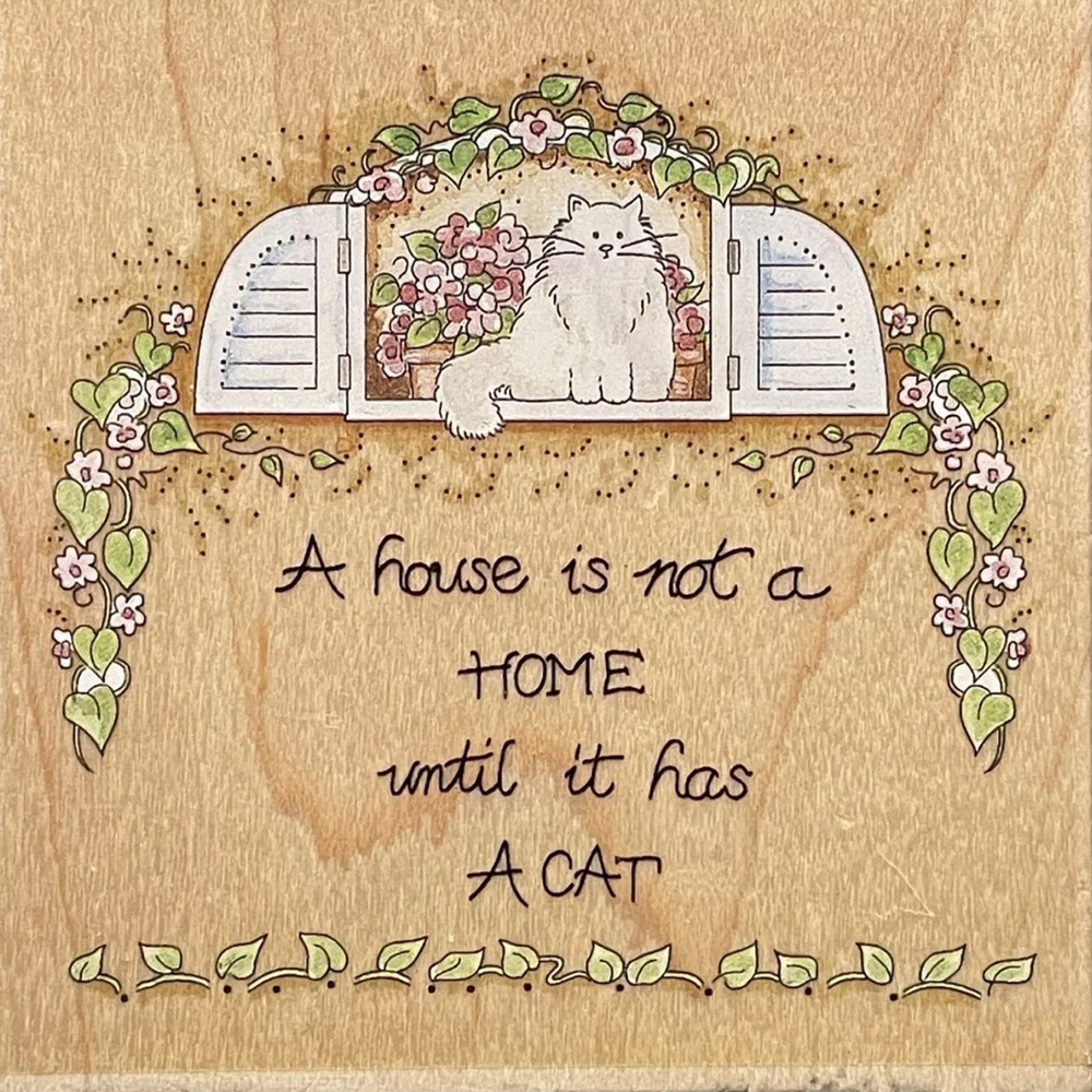 🐱A HOUSE IS NOT... UNTIL IT HAS A CAT. RUBBER STAMP CAT IN WINDOW STAMPS HAPPEN - Picture 3 of 11
